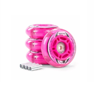 SFR LED wheels 3 sizes 64 to 72 mm pink or silver pack of 4